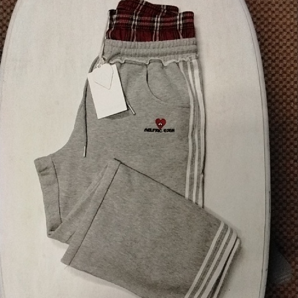 Aelfric Eden Gray Joggers with Red Plaid Waistband